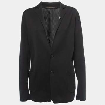Pre Owned Louis Vuitton Black Cotton Knit Single Breasted Blazer S