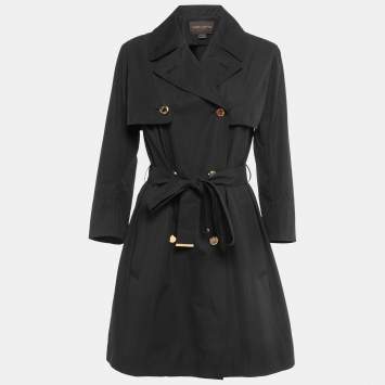 Pre Owned Louis Vuitton Black Cotton Double Breasted Belted Mini Dress L