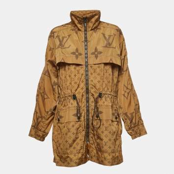 Pre Owned Louis Vuitton Monogram Nylon Shirred Waist Zip Front Jacket M