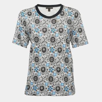Pre Owned Louis Vuitton Black Vintage Monogram Cotton Crew Neck Half Sleeve T-Shirt M