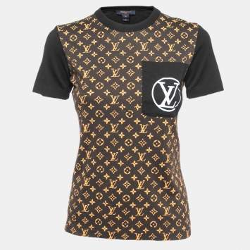 مملوكة مسبقًا Louis Vuitton Black/Brown Monogram Cotton Crew Neck T-Shirt XS