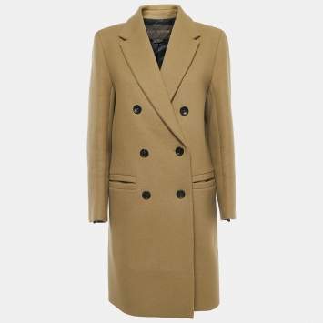 Pre Owned Louis Vuitton Beige Wool Double-Breasted Coat XL
