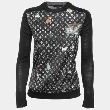Pre Owned Louis Vuitton X Grace Coddington Catogram Silk & Wool Crew Neck Sweater S