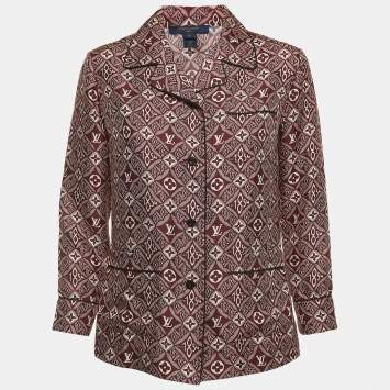 Pre Owned Louis Vuitton Burgundy 1854 Printed Silk Pajama Shirt XS