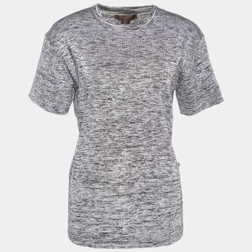 Pre Owned Louis Vuitton Grey Cotton & Silk Knit T-Shirt M