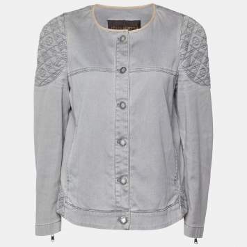 Pre Owned Louis Vuitton Grey Cotton Monogram Quilted Button Front Jacket L
