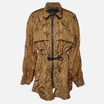 Pre Owned Louis Vuitton Brown Monogram Nylon Zip Front Windbreaker Jacket L