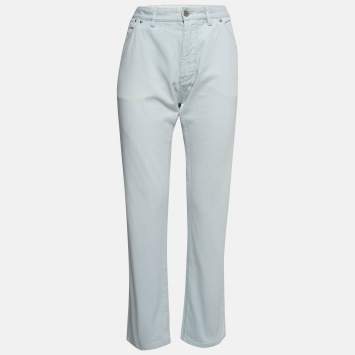 Pre Owned Louis Vuitton Light Blue Denim Regular Fit Jeans L Waist 34"