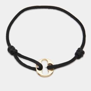Louis Vuitton Empreinte Black Cord 18K Yellow Gold Bracelet