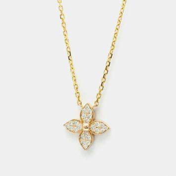 Pre Owned Louis Vuitton Star Blossom 18K Pink Gold Diamond Pendant Necklace