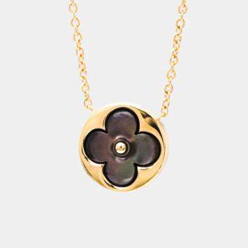 Pre Owned Louis Vuitton Sun Nacle Pink Gold 18K Mother Of Pearl Pendant Necklace 