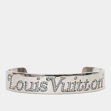 مملوكة مسبقًا Louis Vuitton x Nigo Silver Tone Squared Strass Bracelet Size M