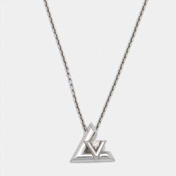 Pre Owned Louis Vuitton LV Volt Diamond 18k White Gold Necklace