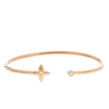 Pre Owned Louis Vuitton Idylle Blossom Diamond 18K Rose Gold Twist Cuff Bracelet