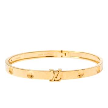 Pre Owned Louis Vuitton Empreinte 18K Yellow Gold Bangle Size Medium 16