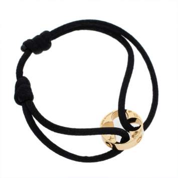 Pre Owned Louis Vuitton Empreinte Black Cord 18K Yellow Gold Lace Bracelet