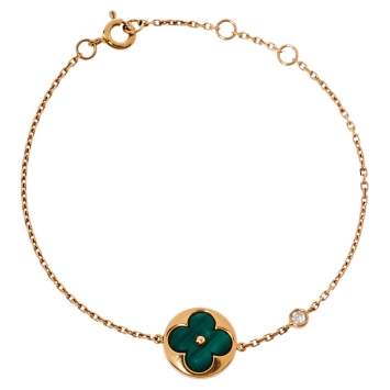 Pre Owned Louis Vuitton Color Blossom BB Sun Malachite Diamond 18K Rose Gold Bracelet