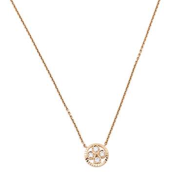 Pre Owned Louis Vuitton Monogram Sun Diamond 18K Rose Gold Pendant Necklace 