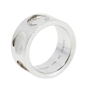 Pre Owned Louis Vuitton Empreinte 18K White Gold Wide Band Ring Size 54