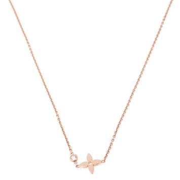 Pre Owned Louis Vuitton Idylle Blossom Diamond 18K Rose Gold Pendant Necklace