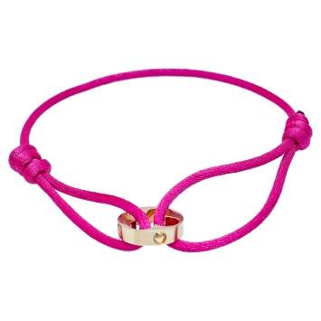 Pre Owned Louis Vuitton Empreinte 18k Yellow Gold Pink Cord Adjustable Bracelet