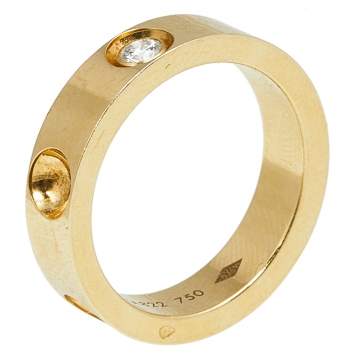 Pre Owned Louis Vuitton Empreinte Diamond 18k Yellow Gold Band Ring Size 53