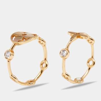Pre Owned Louis Vuitton Monogram Idylle Blossom Diamond 18k Yellow Gold Set of Two Rings Size 49