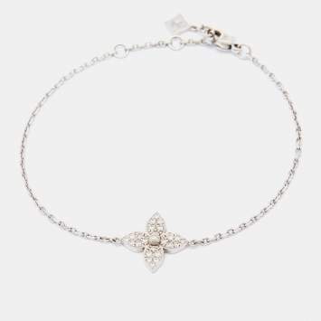 Pre Owned Louis Vuitton Star Blossom Diamonds 18k White Gold Station Bracelet
