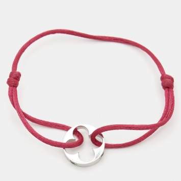 Pre Owned Louis Vuitton Empreinte 18k White Gold Pink Adjustable Cord Bracelet