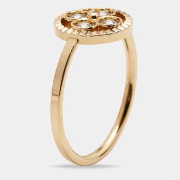 Pre Owned Louis Vuitton BB Blossom Diamonds 18k Rose Gold Ring Size 52