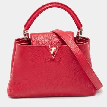 Pre Owned Louis Vuitton Red Taurillon Leather Capucines BB Bag