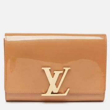 Pre Owned Louis Vuitton Rose Velours Patent Leather Louise Clutch
