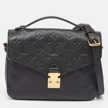 Pre Owned Louis Vuitton Black Monogram Empreinte Leather Pochette Metis Bag