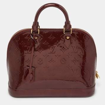Pre Owned Louis Vuitton Rouge Fauviste Monogram Vernis Alma PM Bag