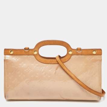 Pre Owned Louis Vuitton Rose Florentine Monogram Vernis Roxbury Drive Bag