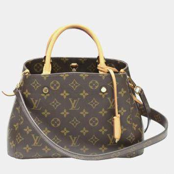Pre Owned Louis Vuitton Brown Monogram Canvas BB Montaigne Satchel Bag