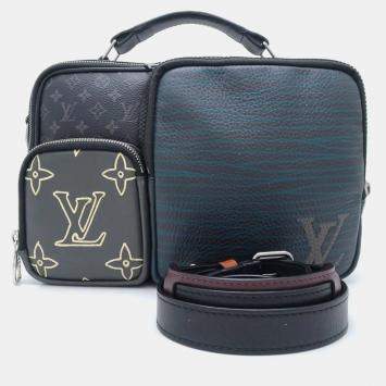 Pre Owned Louis Vuitton Black Canvas and Leather Monogram Eclipse Patchwork Messenger Bag