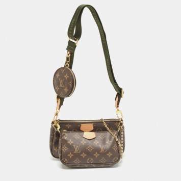 Pre Owned Louis Vuitton Khaki Monogram Canvas Multi Pochette Accessories Bag