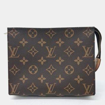 Pre Owned Louis Vuitton Brown Monogram Pochette Toilet 19 Pouch