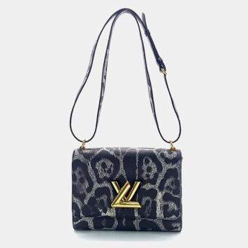 Pre Owned Louis Vuitton Animal Print Leather Twist MM Shoulder Bag