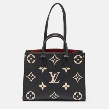 Pre Owned Louis Vuitton Bicolour Monogram Giant Empreinte Leather Onthego MM Bag
