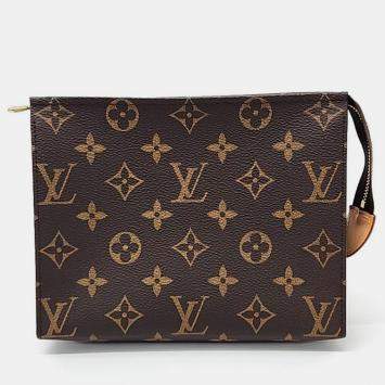 Pre Owned Louis Vuitton Brown Monogram Canvas Toiletry Pouch 