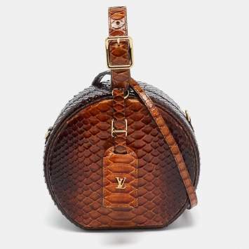 Pre Owned Louis Vuitton Brown Python Petite Boite Chapeau Bag