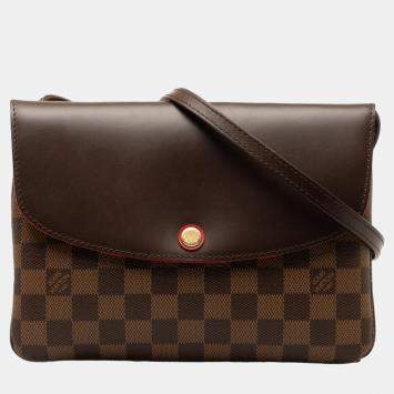 Pre Owned Louis Vuitton Brown Damier Twice Shoulder Bag 
