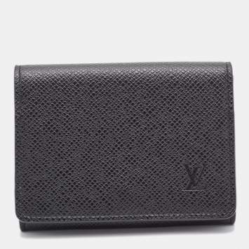 Pre Owned Louis Vuitton Black Taiga Leather Business Card Holder