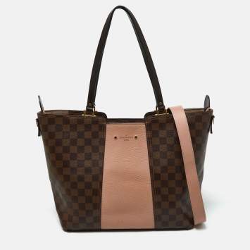 Pre Owned Louis Vuitton Magnolia Damier Ebene Canvas and Taurillon Leather Jersey Bag