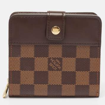 Pre Owned Louis Vuitton Damier Ebene Canvas Compact Wallet