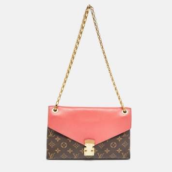 Pre Owned Louis Vuitton Litchi Monogram Canvas Pallas Chain Bag