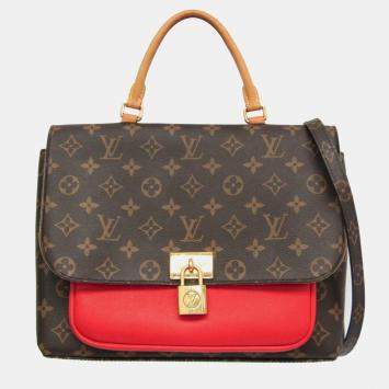 Pre Owned Louis Vuitton Brown/Red Monogram Marignan Shoulder Bag 