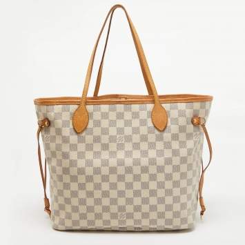 Pre Owned Louis Vuitton Damier Azur Canvas Neverfull MM Bag